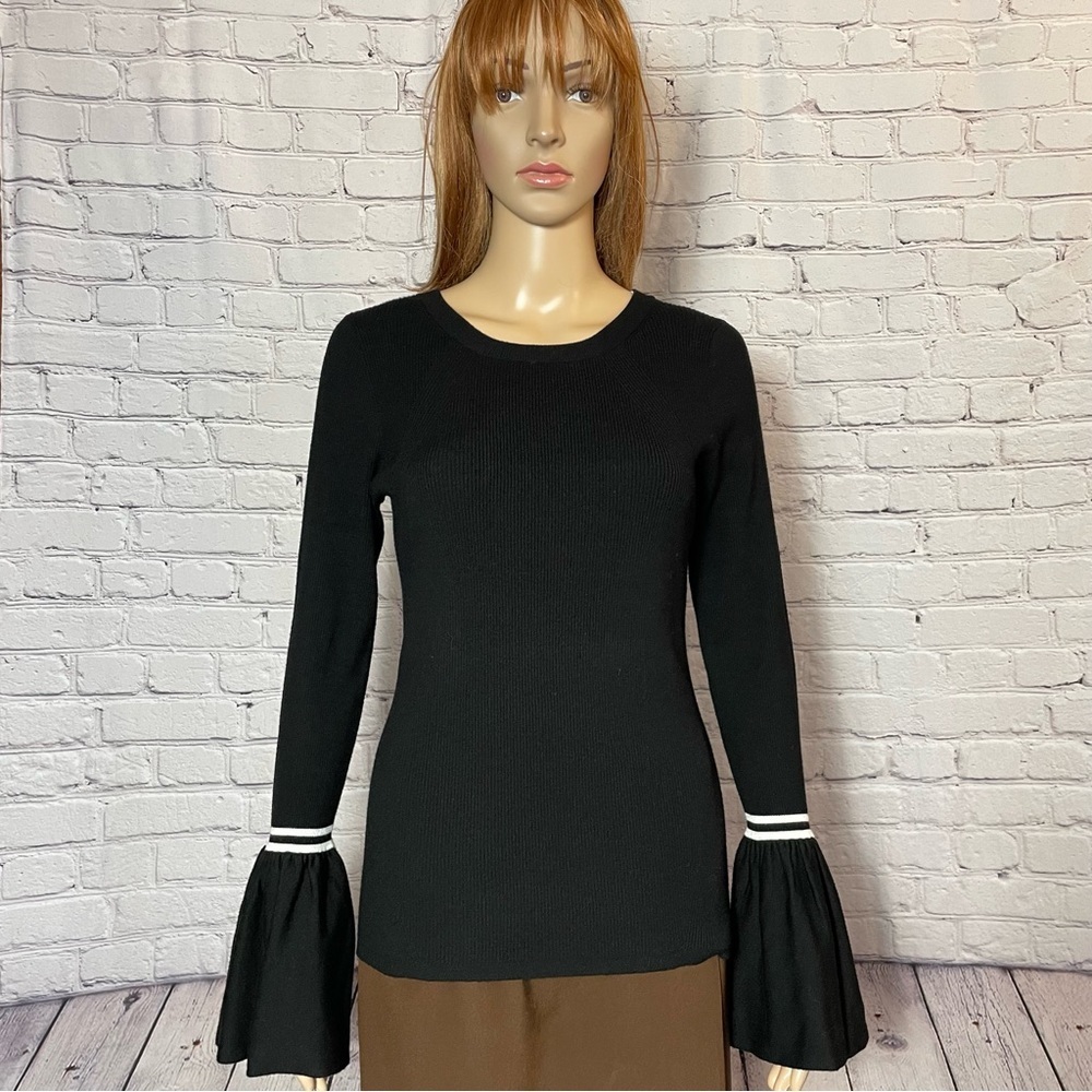 Margaret O'Leary Black Bell Sleeve Viscose Sweater Size L